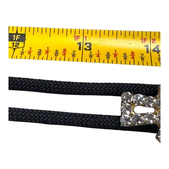 Vintage Maltese Cross Black Bolo Tie Rhinestone Pendant & Cord Men Women Fancy - Picture 4 of 7